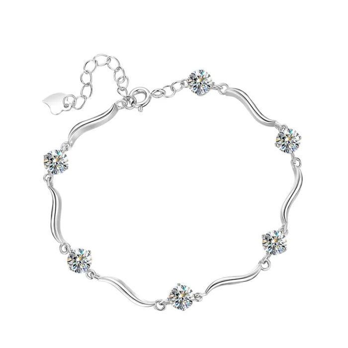 S925 Sterling Silver Moissanite Diamond Bracelet - Stylish, Unique, and Simple