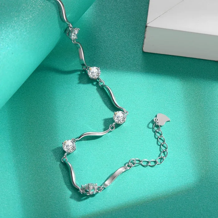 S925 Sterling Silver Moissanite Diamond Bracelet - Stylish, Unique, and Simple