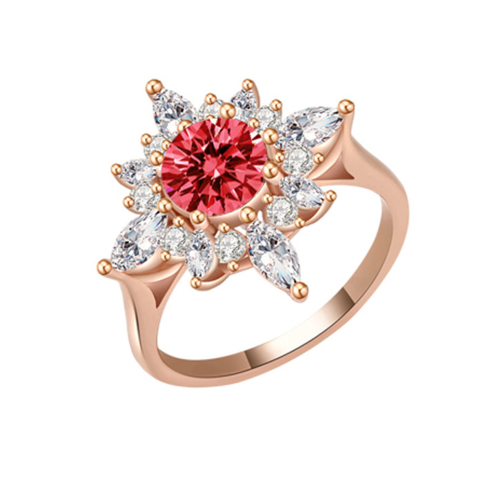 S925 Sterling Silver Flower Ring, Fashionable and Elegant, High-Grade 18K Gold with Colored Moissanite Diamond Ring