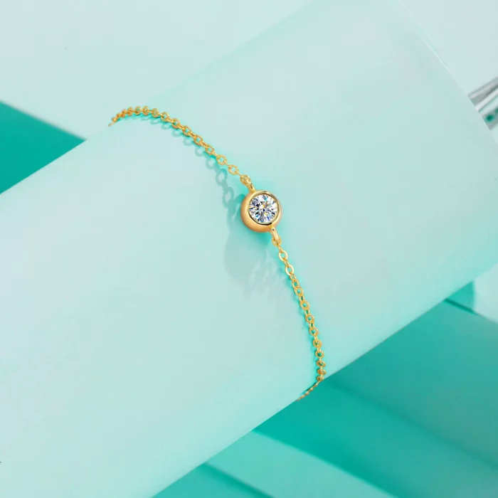 Moissanite round bag bracelet for women, S925 sterling silver bubble bracelet, simple and unique single bead, fashionable and light luxury bracelet.