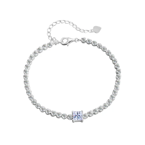 Moissanite and diamond bracelet for women, S925 sterling silver, ball mesh design, simple, stylish, and subtly luxurious.