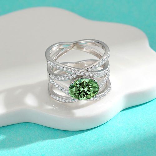 S925 Sterling Silver Moissanite Oval Diamond Ring, High-End Fashionable and Elegant, Crossed Colorful Dodo Egg Ring