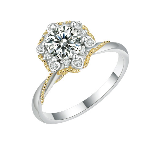 S925 Moissanite Vine Bud Ring Two-Tone Hand-Held Flower Ring