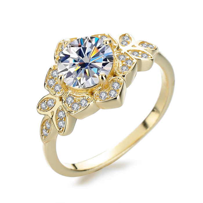 S925 Sterling Silver Moissanite Zircon Ring, High-End Fashionable and Elegant Finger Jewelry