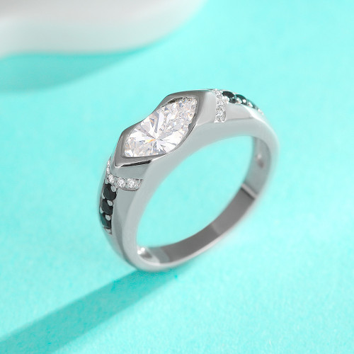 S925 Sterling Silver Marquise Moissanite Ring for Women, High-End Fashion New Simple Jewelry