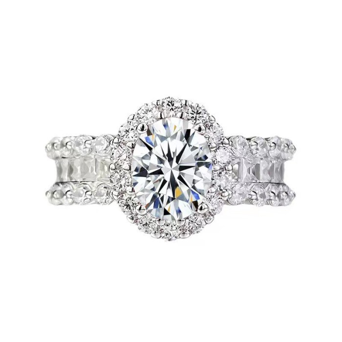 European and American style S925 oval moissanite ring, fashionable, high-end, luxurious ring, best-selling.