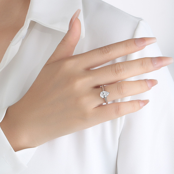 S925 Sterling Silver Moissanite Teardrop Minimalist Ring for Women - Fashionable, Light Luxury, Versatile, High-End Silver Accessory