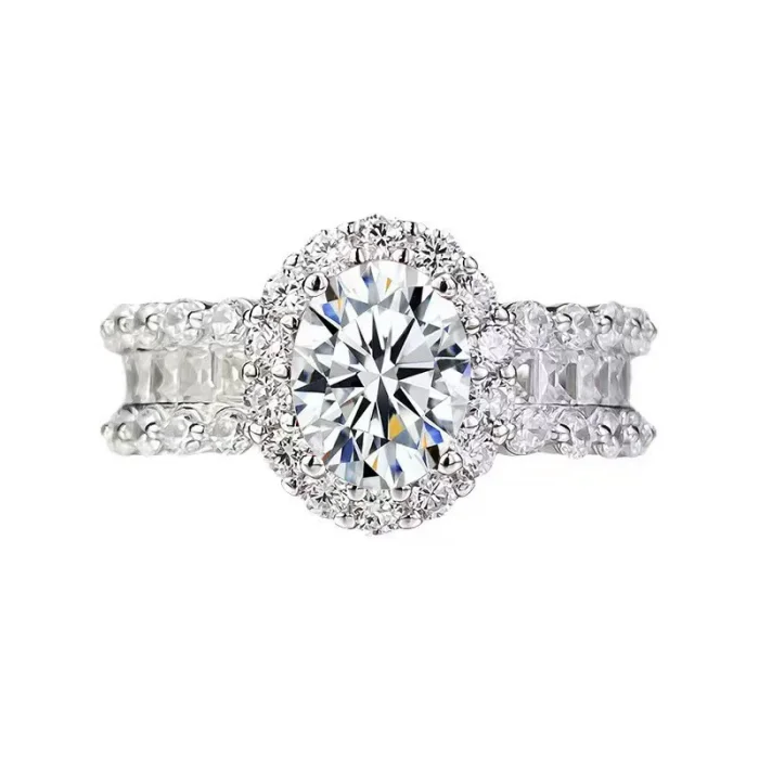 European and American style S925 oval moissanite ring, fashionable, high-end, luxurious ring, best-selling.