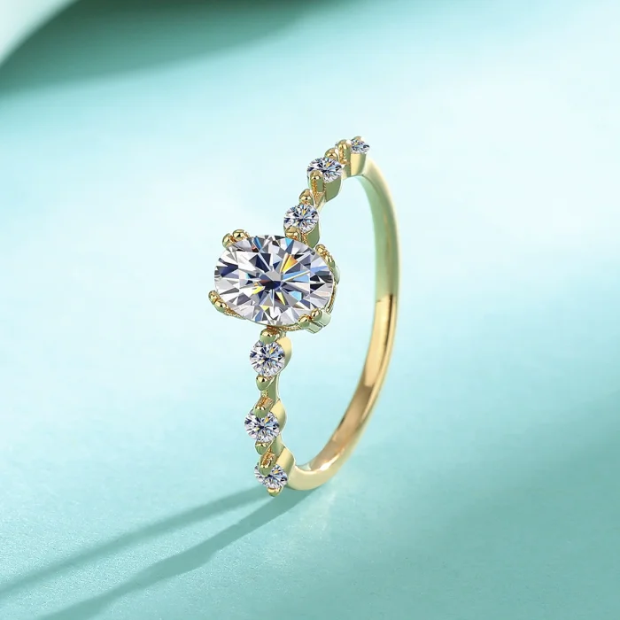 S925 Sterling Silver Oval Ring with Moissanite - Women's Engagement Ring