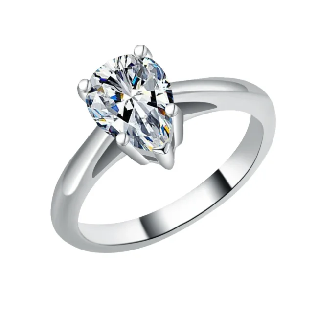 S925 Sterling Silver Moissanite Teardrop Minimalist Ring for Women - Fashionable, Light Luxury, Versatile, High-End Silver Accessory