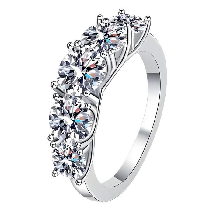 S925 Sterling Silver Moissanite Colored Diamond Ring, Fashionable and Versatile Full-Pavé Ring