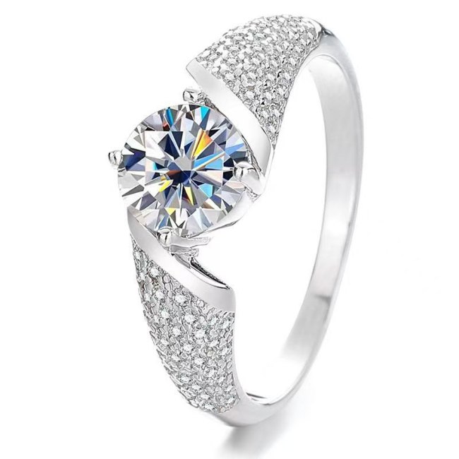 S925 Sterling Silver Moissanite Ring, Light Luxury Fashion Jewelry for Women