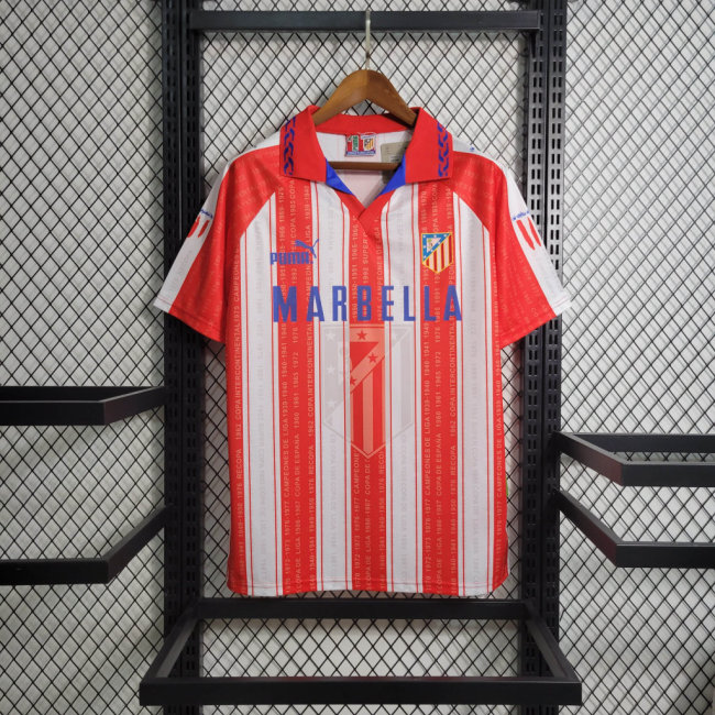Retro Atletico Madrid Home Jersey 1995/96 Football Kit Soccer Shirt