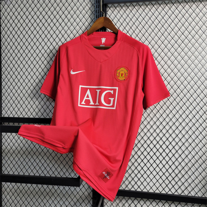 Retro Manchester United Home Jersey 2007/08 Football Kit Soccer Shirt