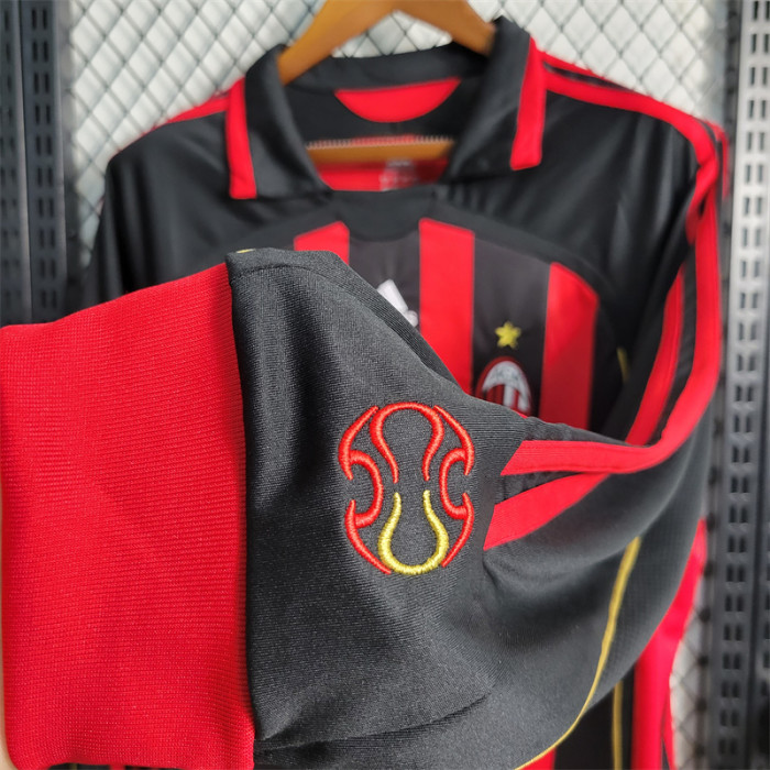 Retro AC Milan Home Jersey 2006/07 Long Sleeves Football Kit Soccer Shirt