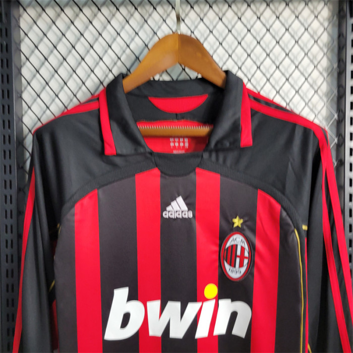 Retro AC Milan Home Jersey 2006/07 Long Sleeves Football Kit Soccer Shirt
