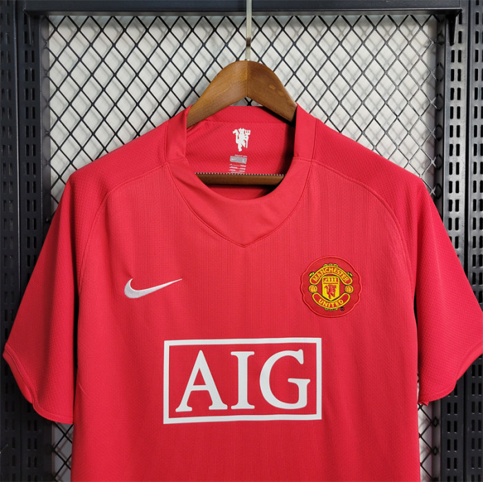 Retro Manchester United Home Jersey 2007/08 Football Kit Soccer Shirt