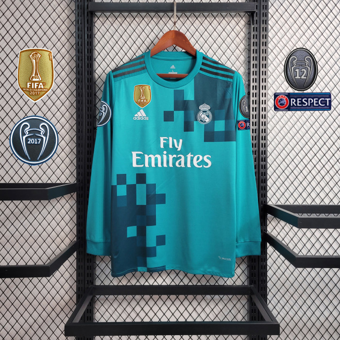 Retro Real Madrid Third Jersey 2017/18 Long Sleeves Football Kit Soccer Shirt