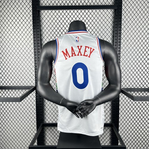 Philadelphia 76ers Jersey 24/25 Tyrese Maxey #0 Basketball Jersey City Edition
