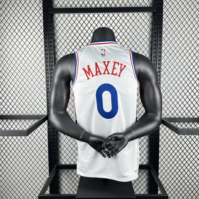 Philadelphia 76ers Jersey 24/25 Tyrese Maxey #0 Basketball Jersey City Edition