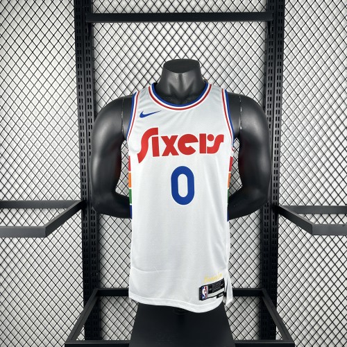 Philadelphia 76ers Jersey 24/25 Tyrese Maxey #0 Basketball Jersey City Edition
