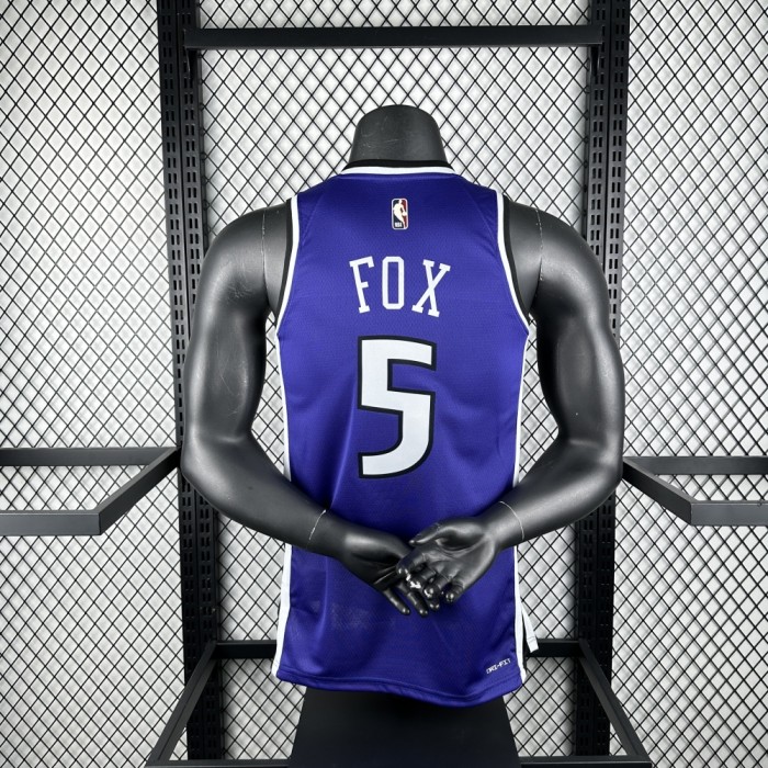 Sacramento Kings Jersey 24/25 De'Aaron Fox #5 Basketball Jersey Retro Edition