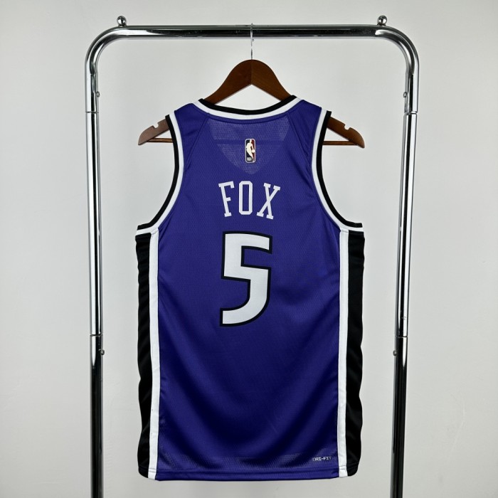 Sacramento Kings Jersey 24/25 De'Aaron Fox #5 Basketball Jersey Retro Edition
