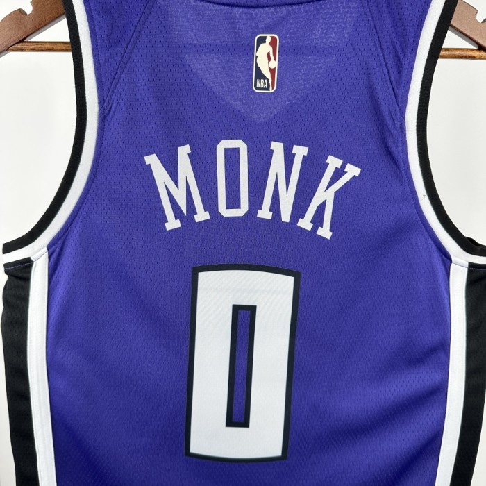 Sacramento Kings Jersey 24/25 Malik Ahmad Monk #0 Basketball Jersey Retro Edition