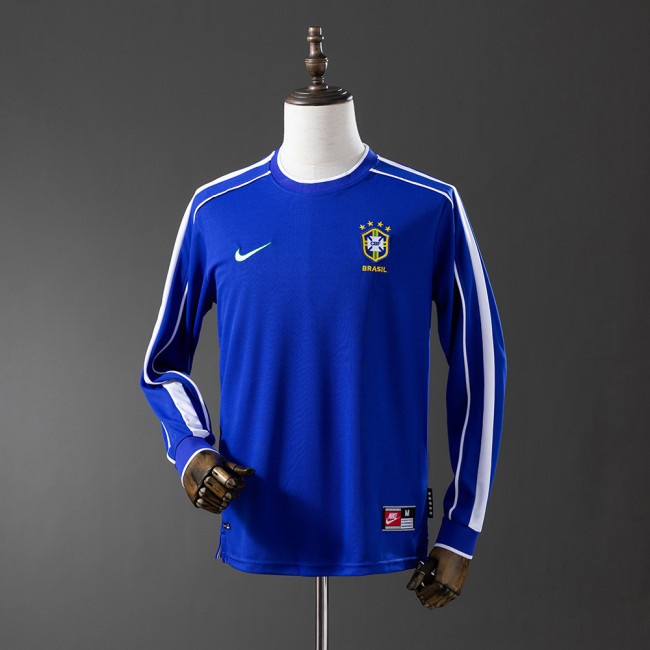 Brazil Jersey 1998 Away RetroFootball Kit Long Sleeves