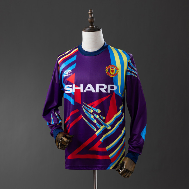 Man United Jersey 1992-94 Goalkeeper Retro Football Kit Long Sleeves