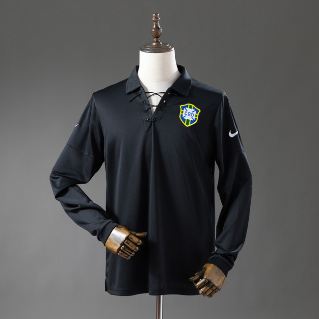 Brazil Jersey 2004 Black Retro Football Kit Long Sleeves