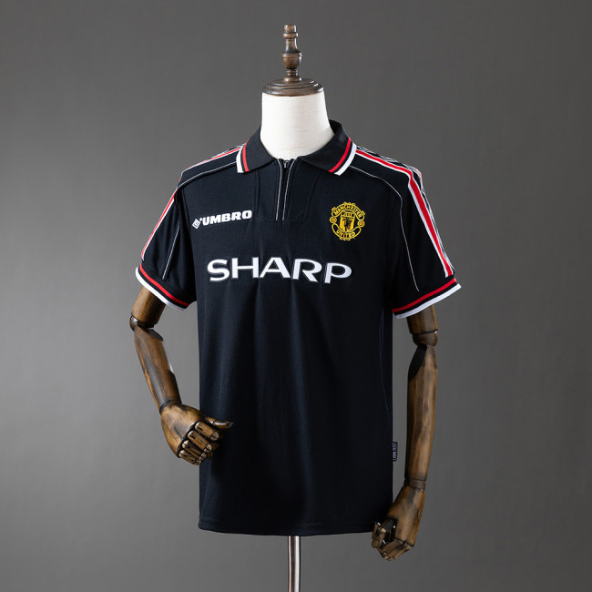 Man United Jersey 1998-99 Home Black Retro Football Kit