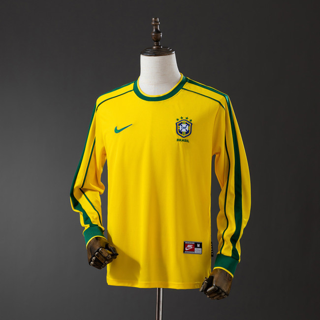 Brazil Jersey 1998 Home Retro Football Kit Long Sleeves
