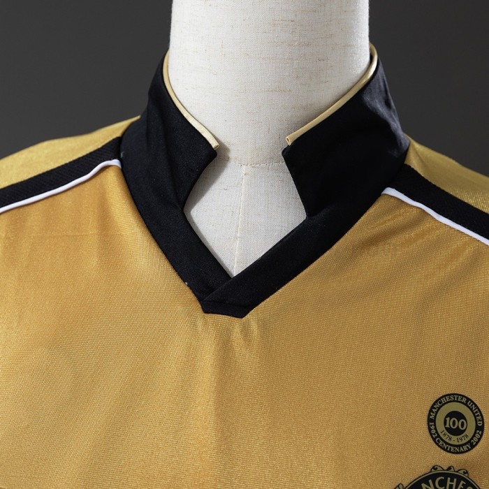 Man United Jersey 2001-02 Double-sided Retro Football Kit Long Sleeves