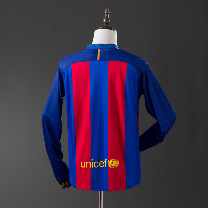 Barcelona Jersey 2016/17 Home Retro Football Kit Long Sleeves