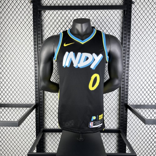 NBA Indiana Pacers Jersey 2024 Tyrese Haliburton #0 Basketball Jersey