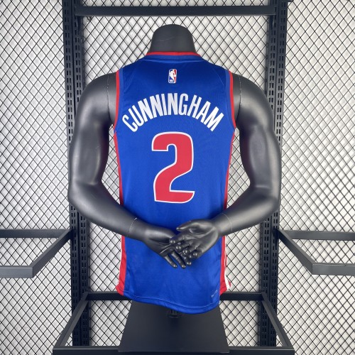 NBA Detroit Pistons Jersey 2023 Cade Cunningham #2 Basketball Jersey