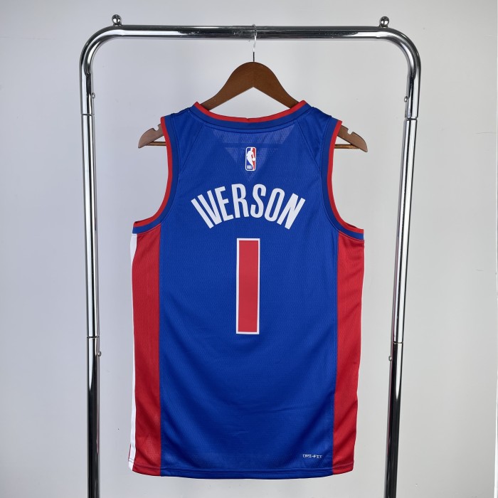 NBA Detroit Pistons Jersey 2023 Allen Iverson #1 Basketball Jersey