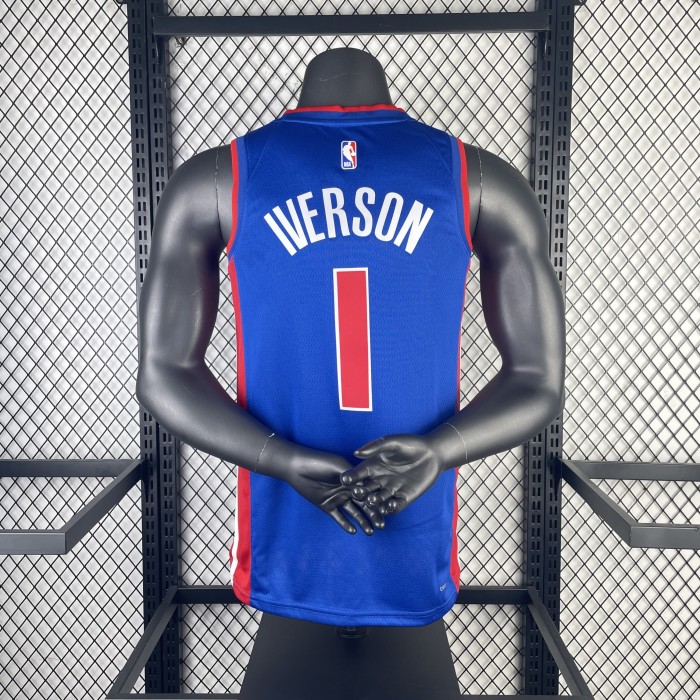 NBA Detroit Pistons Jersey 2023 Allen Iverson #1 Basketball Jersey
