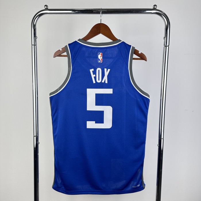 NBA Sacramento Kings Jersey 2024 Fox #5 Basketball Jersey