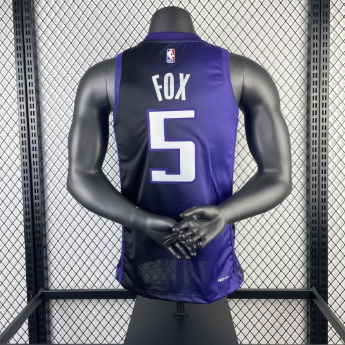 NBA Sacramento Kings Jersey 2024 Fox #5 Basketball Jersey
