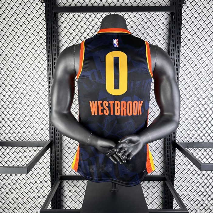 NBA Thunder Jersey 2024 Westbrook #0 Basketball Jersey