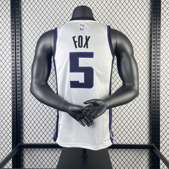 NBA Sacramento Kings Jersey 2024 Fox #5 Basketball Jersey