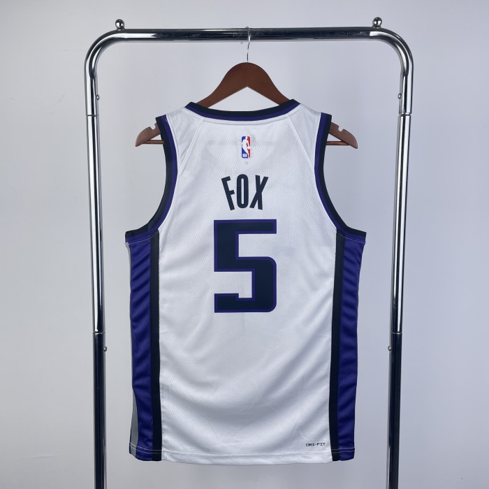 NBA Sacramento Kings Jersey 2024 Fox #5 Basketball Jersey