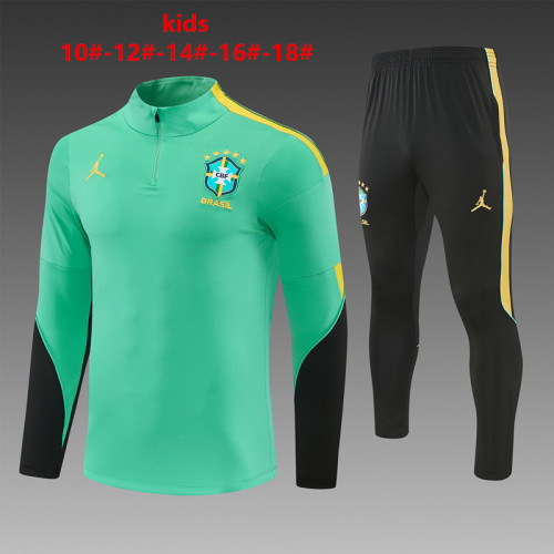 Kids Brazil Training Tracksuits 2026 Football Kit Soccer Jersey
