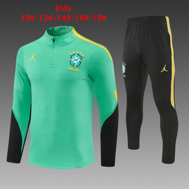 Kids Brazil Training Tracksuits 2026 Football Kit Soccer Jersey