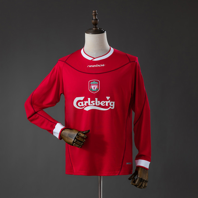 Liver Home Jersey 2002-04 Long Sleeves Retro Football Kit Soccer Shirt