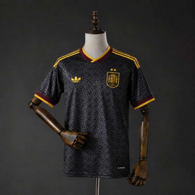 2-Star Spain BLACK Jersey 2026 World Cup Champion Football Kit Soccer Shirt