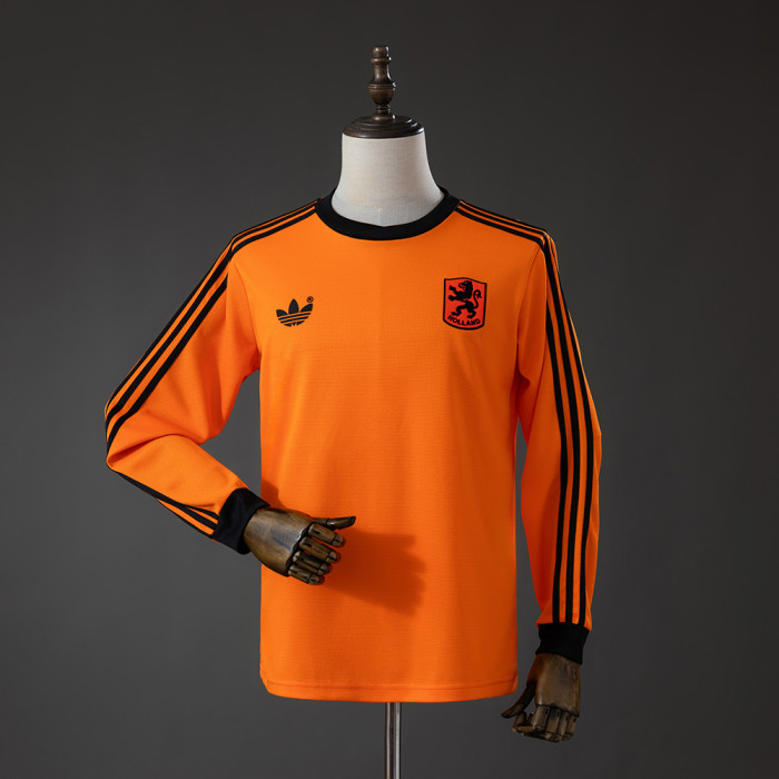 Netherlands Home Jersey 1980 Retro Long Sleeves Football Kit Soccer Shirt