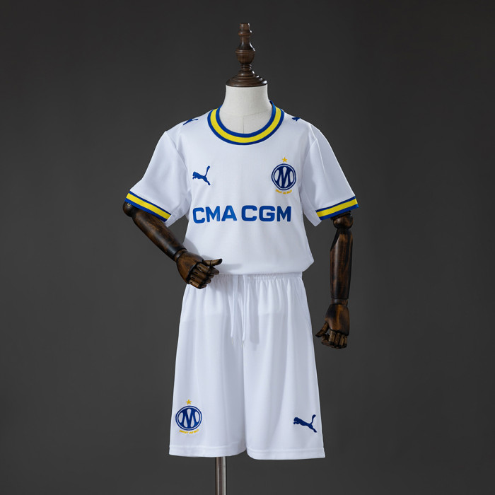 Kids Marseille Home Jersey 2026-2027 Football Kit Soccer Shirt
